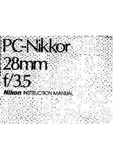 Nikon 28/3.5 manual. Camera Instructions.